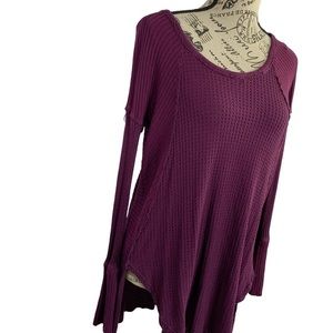 Free People women’s small purple waffle/thermal blouse Long sleeve very stretchy